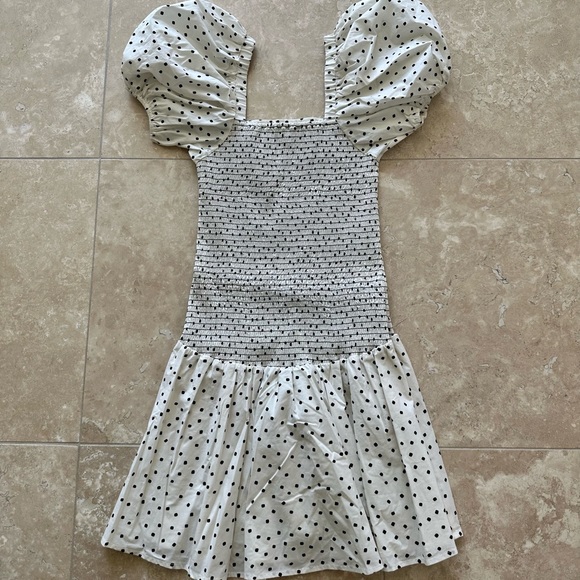 NWOT Tanya Taylor Eden Smocked Polka Dot Mini Dress, XS - Picture 4 of 5
